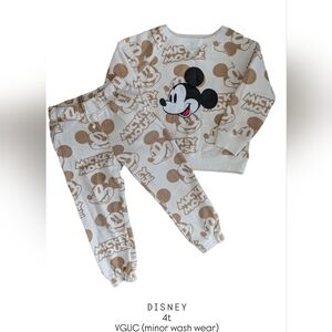 Disney Mickey Mouse Toddler Boys Kids Matching Set - Cream Brown 4T